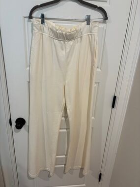 Women's Cream Wide-Leg Lounge Pants
